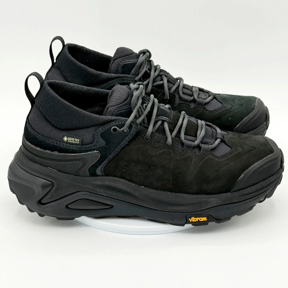 Hoka KAHA 3 Low GTX Mens 9 Triple Black Gore-Tex Trail Shoes 1162532 - NEW